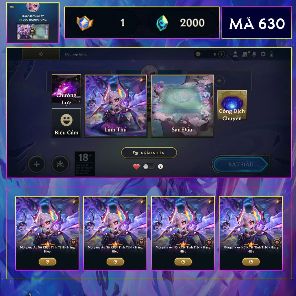 Thuê acc TFT 481 Tí Nị Morgana Ác Nữ Khắc Tinh