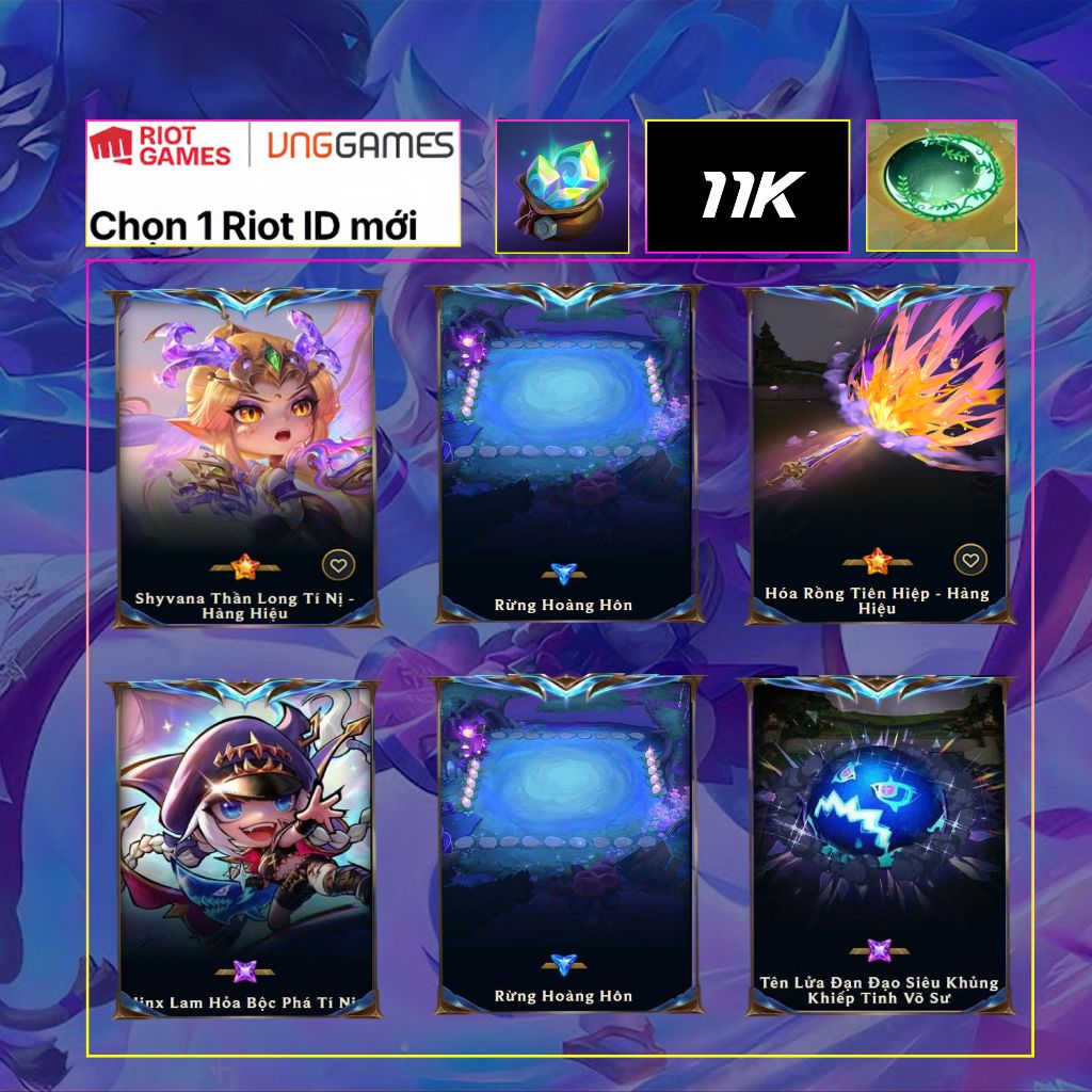 Acc TFT Shyvana Thần Long Hàng Hiệu + Jinx Lam Hỏa Bộc Phá