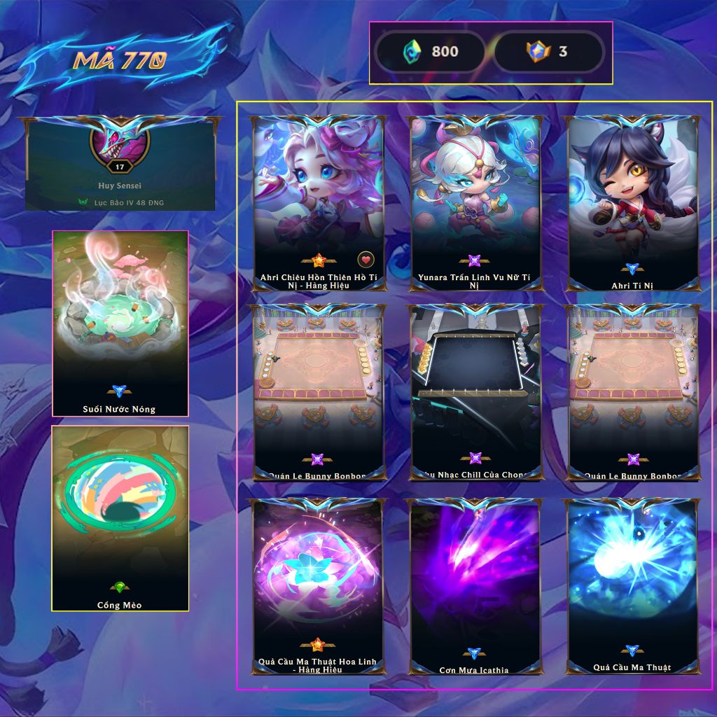 Acc TFT Ahri Chiêu Hồn Hàng Hiệu + Yunara Tí Nị - Mã 770