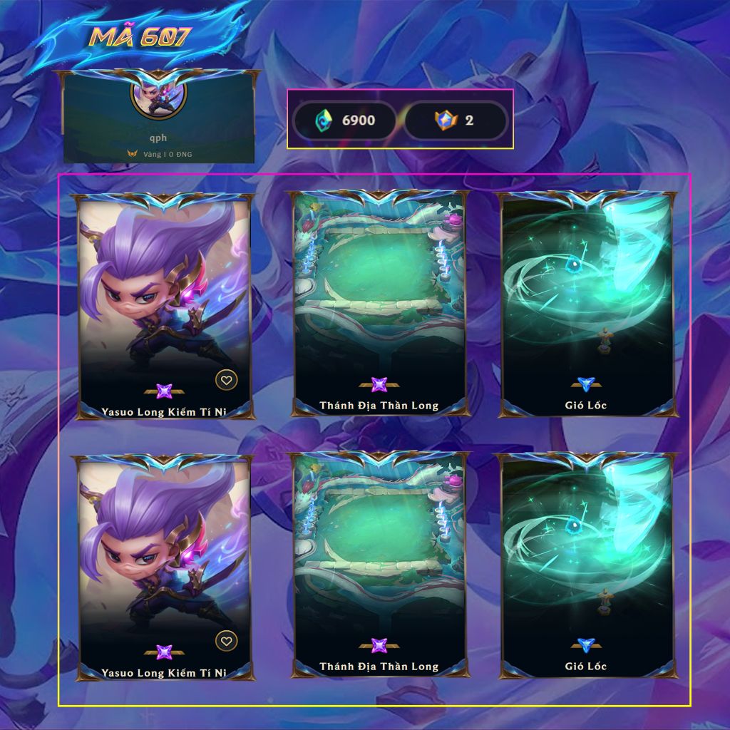Acc TFT Yasuo Long Kiếm Tí Nị + Thánh Địa Thần Long
