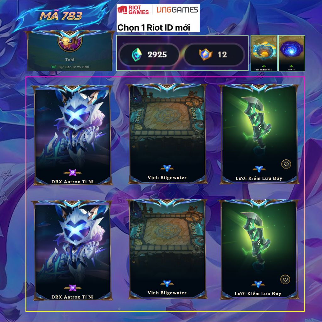 Acc TFT DRX Aatrox Tí Nị + Vịnh Bilgewater