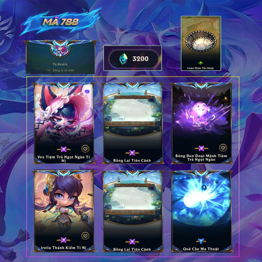 Acc TFT Vex Tiệm Trà Ngọt Ngào + Irelia Thánh Kiếm