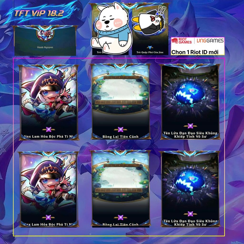 Acc TFT Jinx Lam Hỏa Bộc Phá Tí Nị + Bồng Lai Tiên Cảnh - Mã MS: 3292