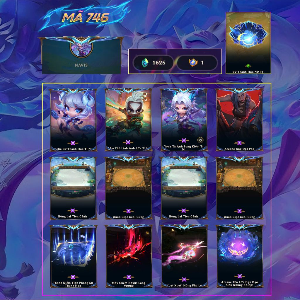 Acc TFT Arcane Jinx Đột Phá + Irelia Sứ Thanh Hoa + Yone Tà Ảnh - Mã 746